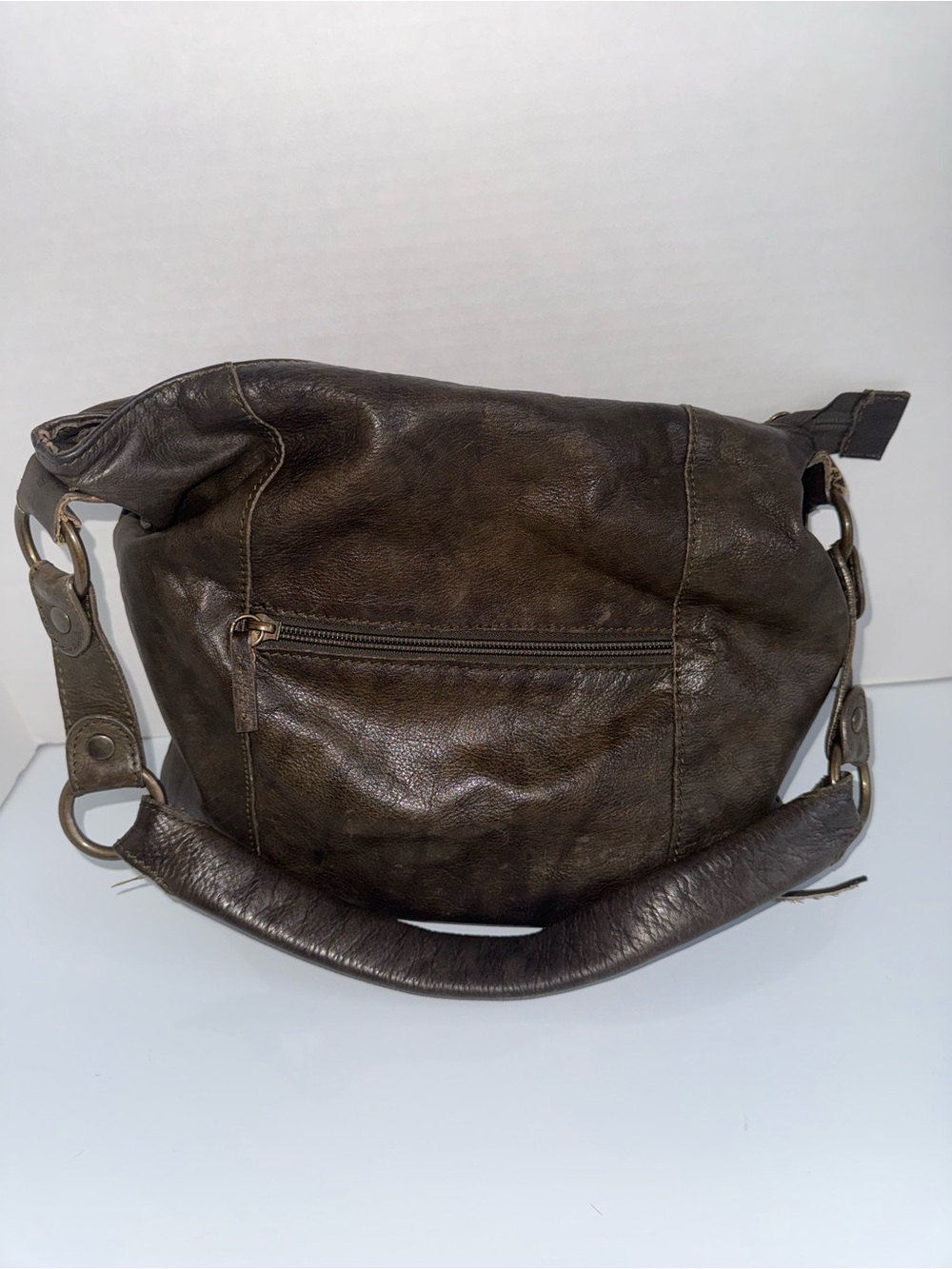 MAURIZIO TAUITI Dark Brown Leather Shoulder Bag - Classic Everyday Hobo